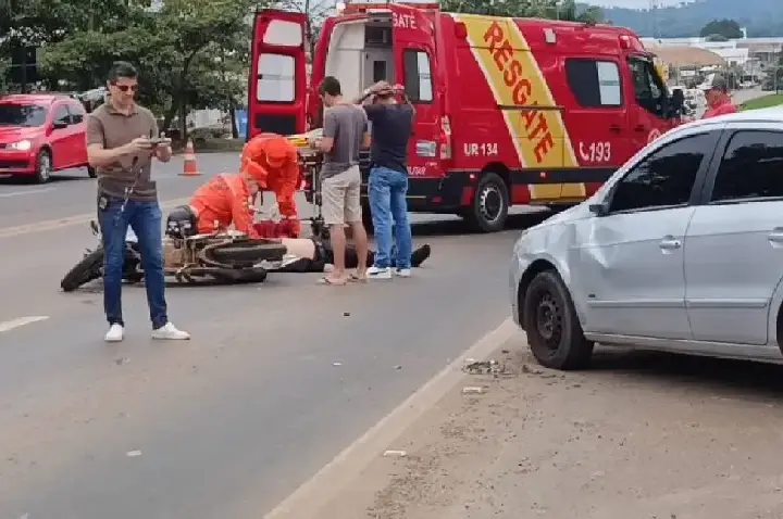 Motociclista fica ferido após acidente na BR-364 em RO