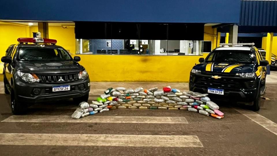 PRF apreende quase 70 kg de skunk durante fiscalização na BR-364 em Pimenta Bueno