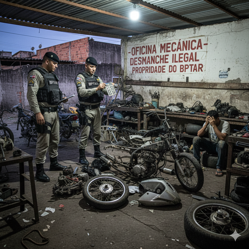 Desmanche de moto descoberto pelo BPTAR no bairro Agenor de Carvalho