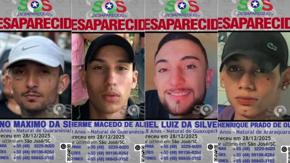 Quatro jovens que buscavam emprego em SC desparecem; Polícia investiga