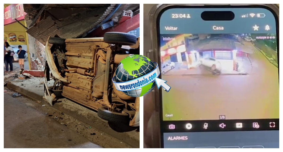 Capotamento derruba fachada de restaurante no bairro Três Marias em Porto Velho