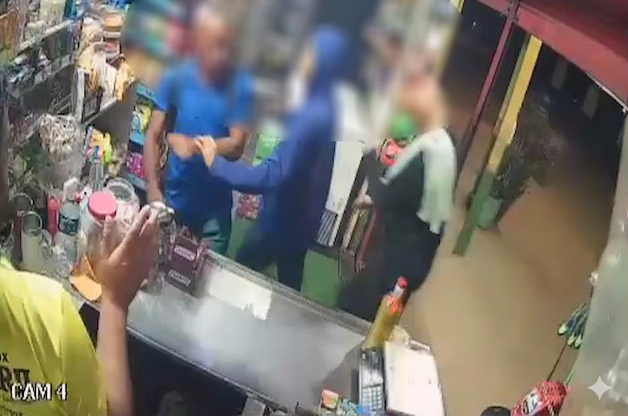 Criminosos armados invadem comércio e roubam moto e celulares na zona sul