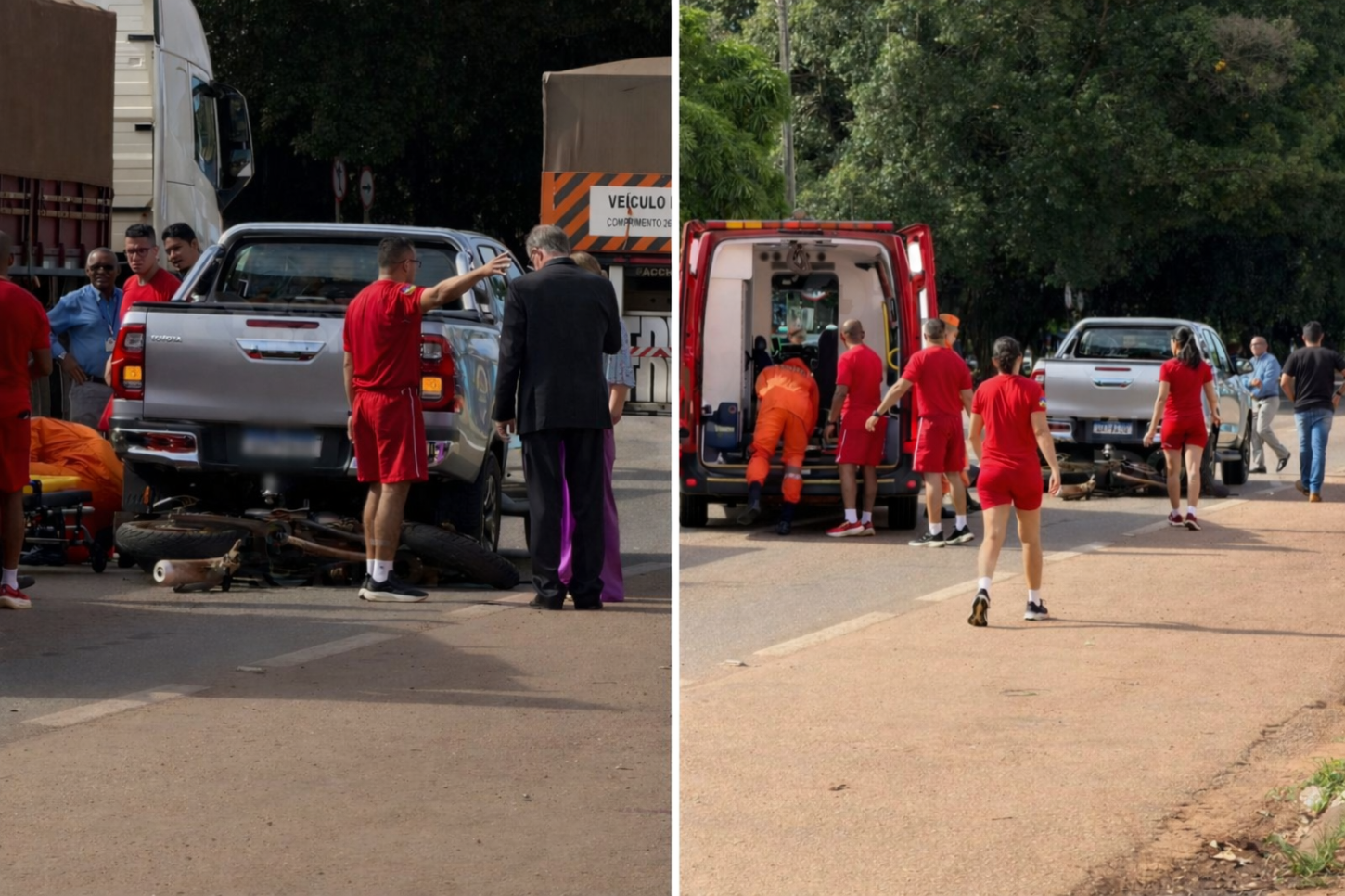 Motociclista vai parar embaixo de caminhonete em grave acidente na avenida Jorge Teixeira