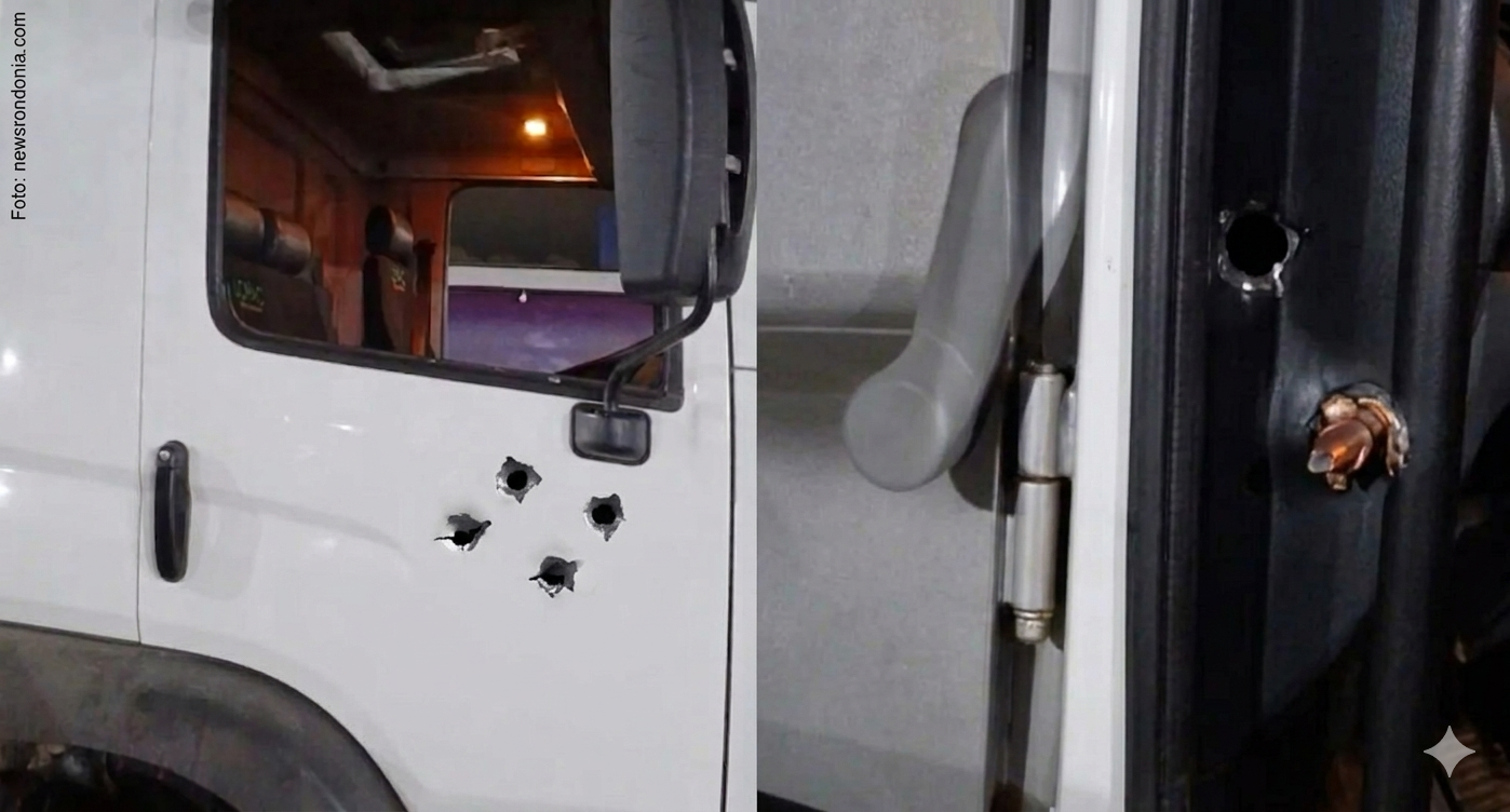 Discussão no trânsito termina com tiro contra caminhão de lixo em Porto Velho